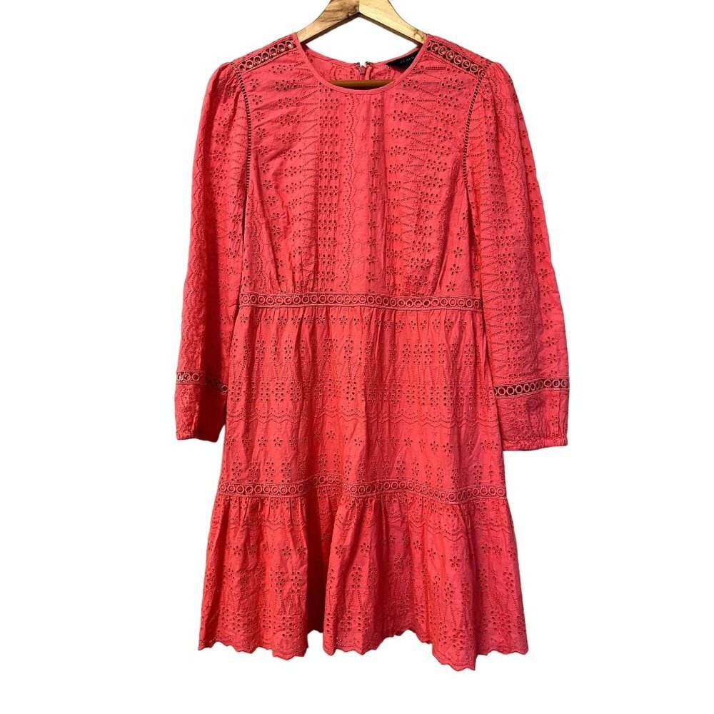 J. Crew Coral Eyelet Midi Dress